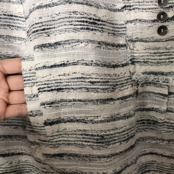Free People ladies Summer Tweed Hideaway Henley Ivory Striped Top size small - Picture 5 of 13
